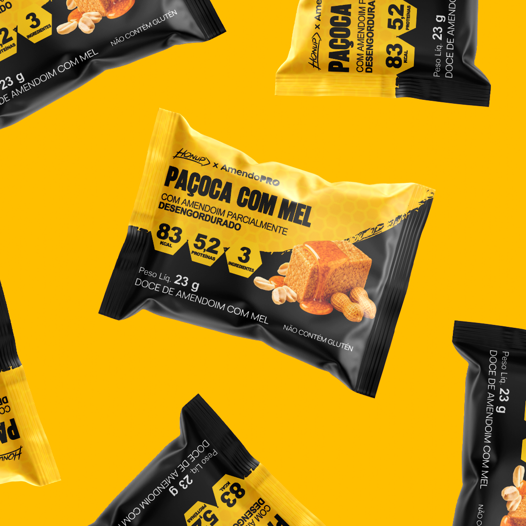 Paçoquinha com mel e amendoim desengordurado