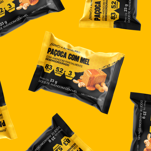 Paçoquinha com mel e amendoim desengordurado